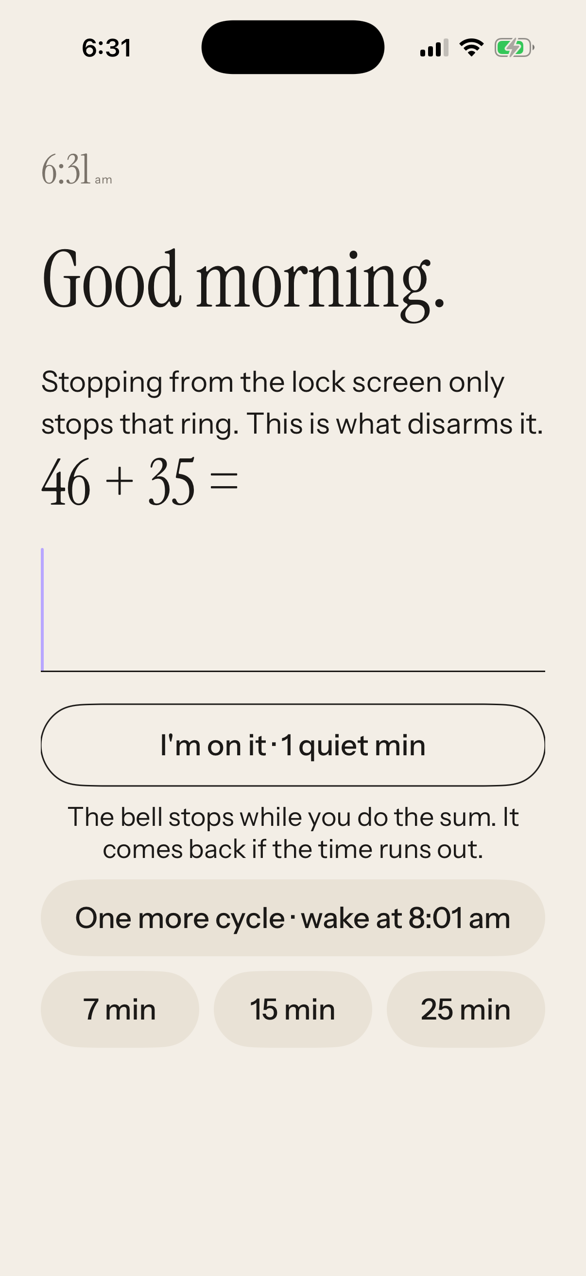 The math wake gate: a sum to solve before the alarm lets you off